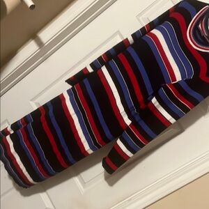 Lane Bryant Red and Blue Midi Dress with Bold Stripes